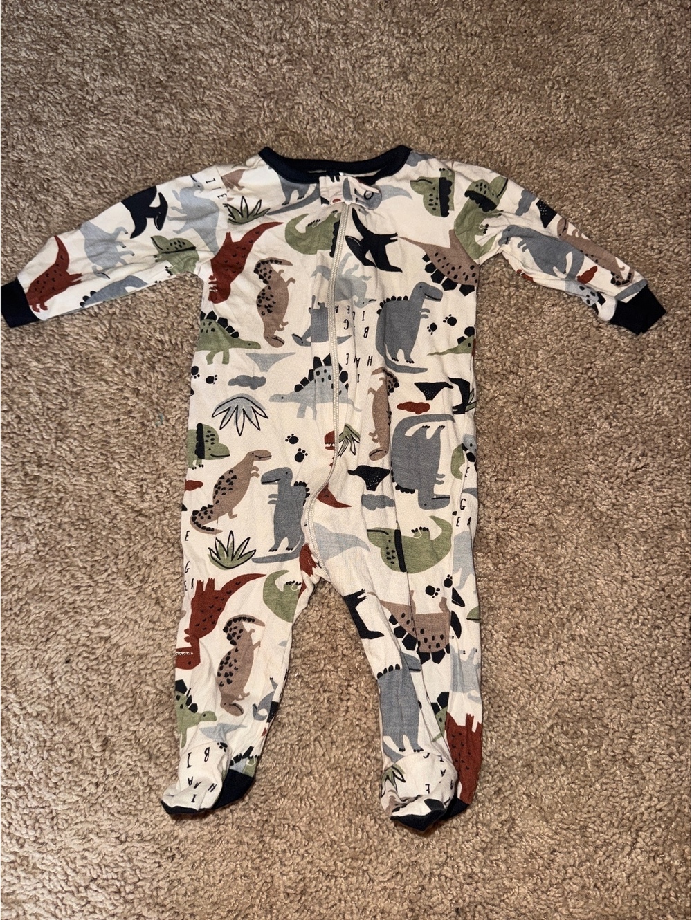 Gerber 0-3 Months Dinosaur Print Cotton Footed Pajamas